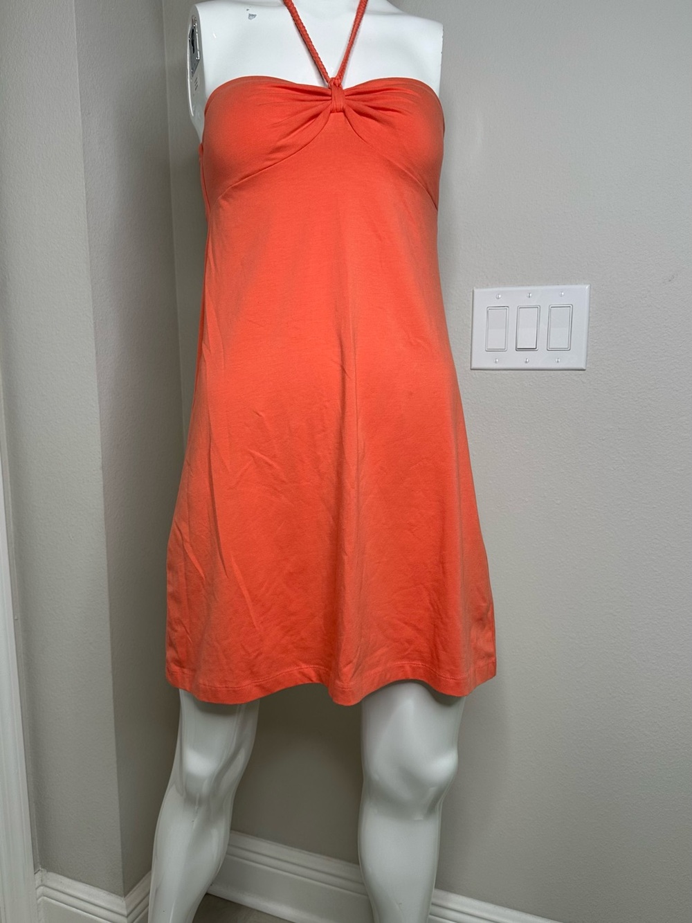 Tommy Bahama Cotton Sundress Peach Orange Bandeau Halter Resort Dress Size S